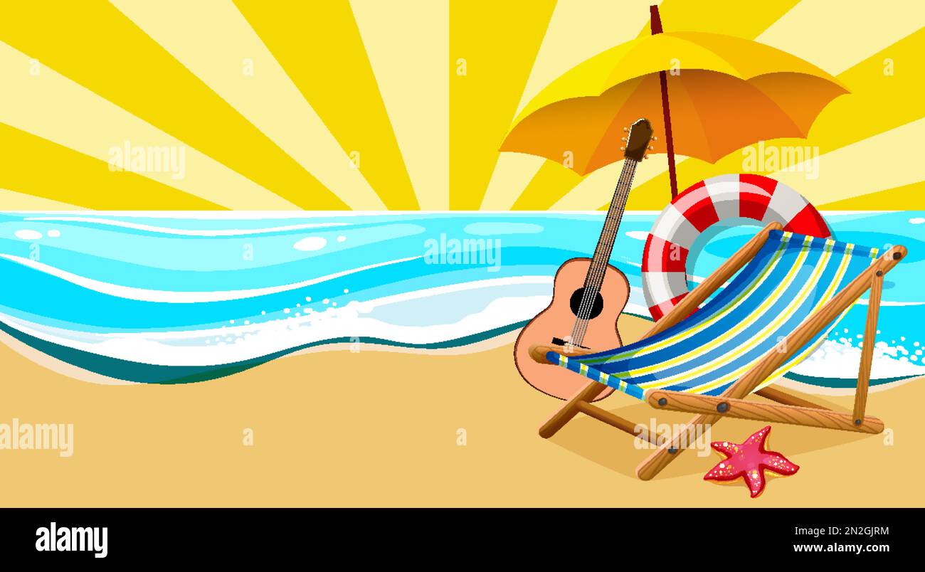 Summer beach background template illustration Stock Vector Image & Art ...