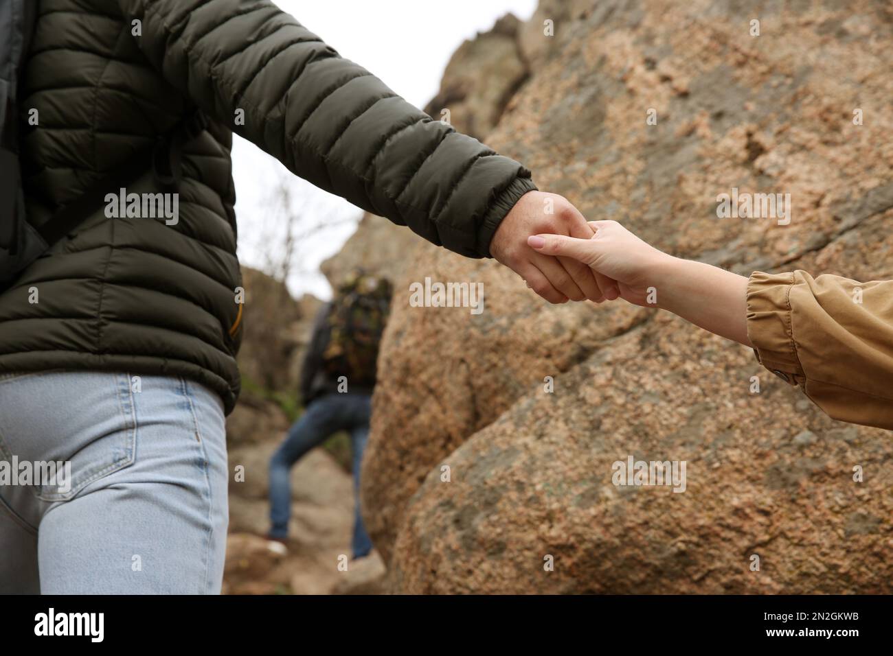 Group hikers hike up mountain hi-res stock photography and images - Alamy