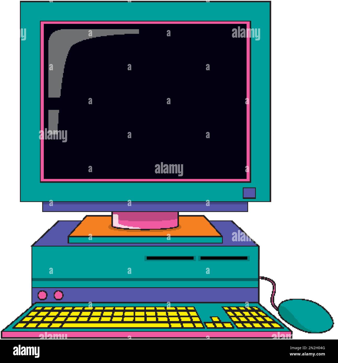 Retro computer device isolated illustration Stock Vector