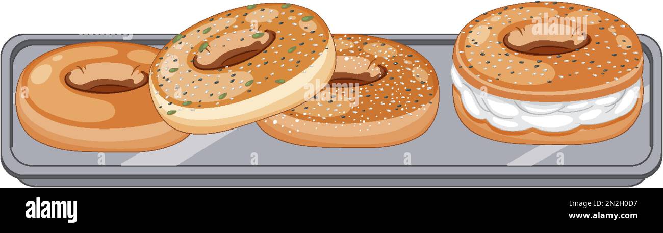 Bakery bagel breads on tray illustration Stock Vector Image & Art - Alamy