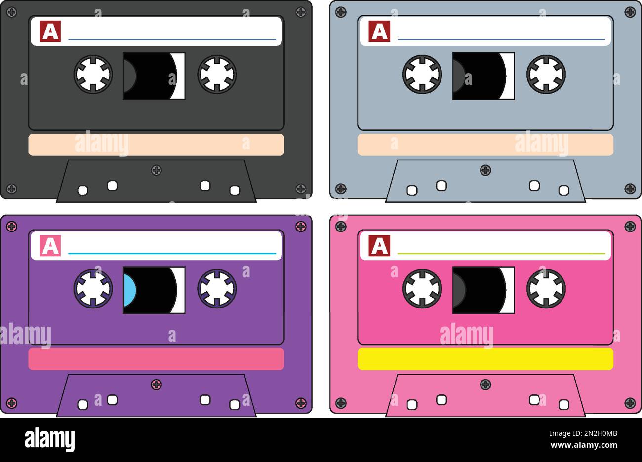 Different colorful cassette tapes illustration Stock Vector Image & Art