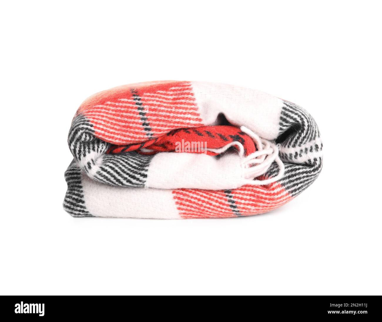 Stylish soft checkered plaid on white background Stock Photo