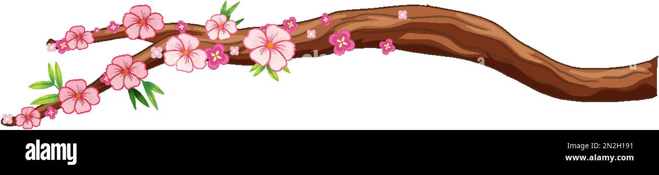 Cherry blossom branch isolated illustration Stock Vector Image & Art ...