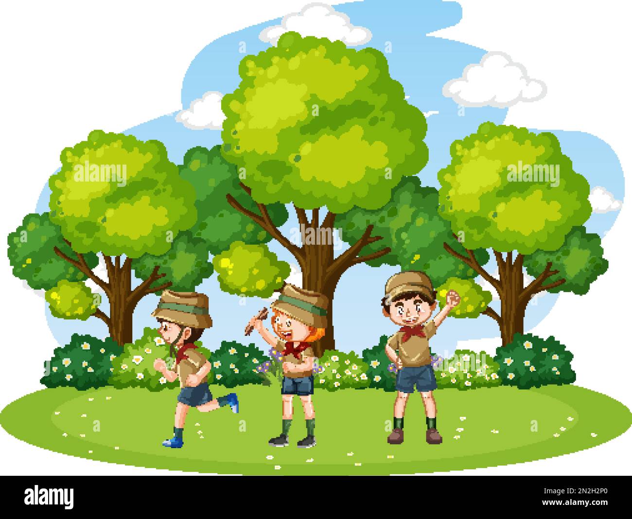 Happy kids camping at park illustration Stock Vector Image & Art - Alamy