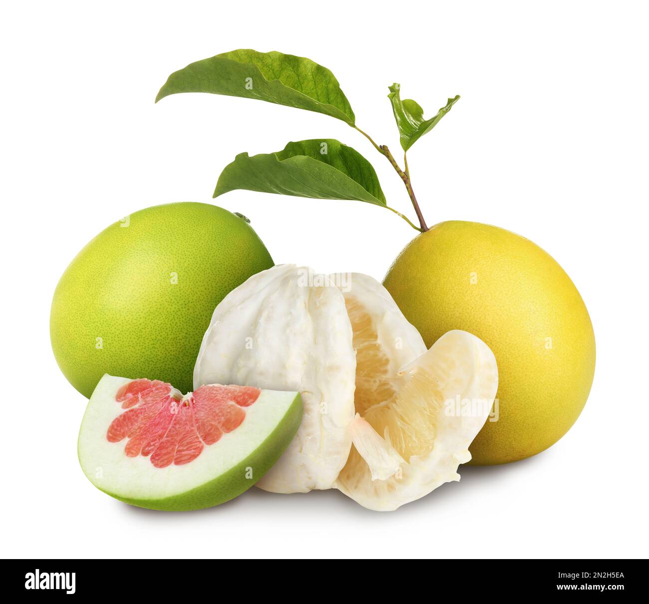 Cut and whole fresh pomelo fruits on white background Stock Photo Alamy