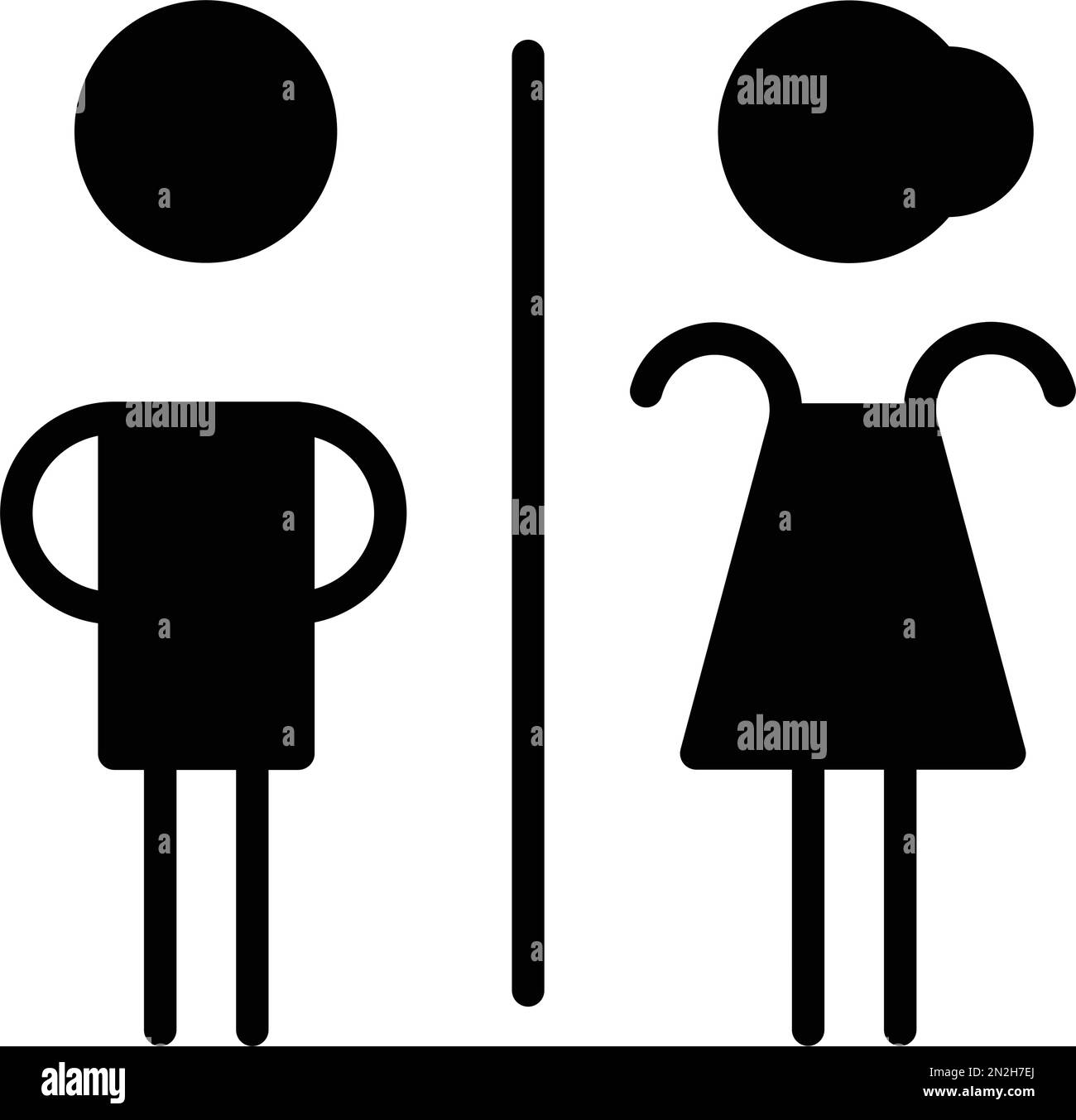 Toilet sign vector with man and woman restroom symbol in a glyph pictogram illustration Stock