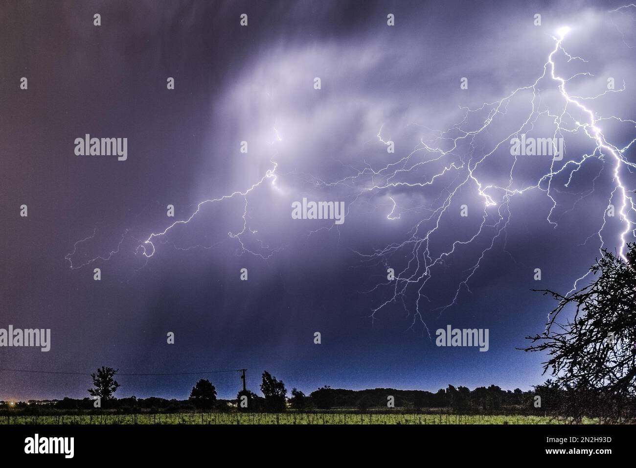 Lightning thunderstorm flash concept weather cataclysms hurricane