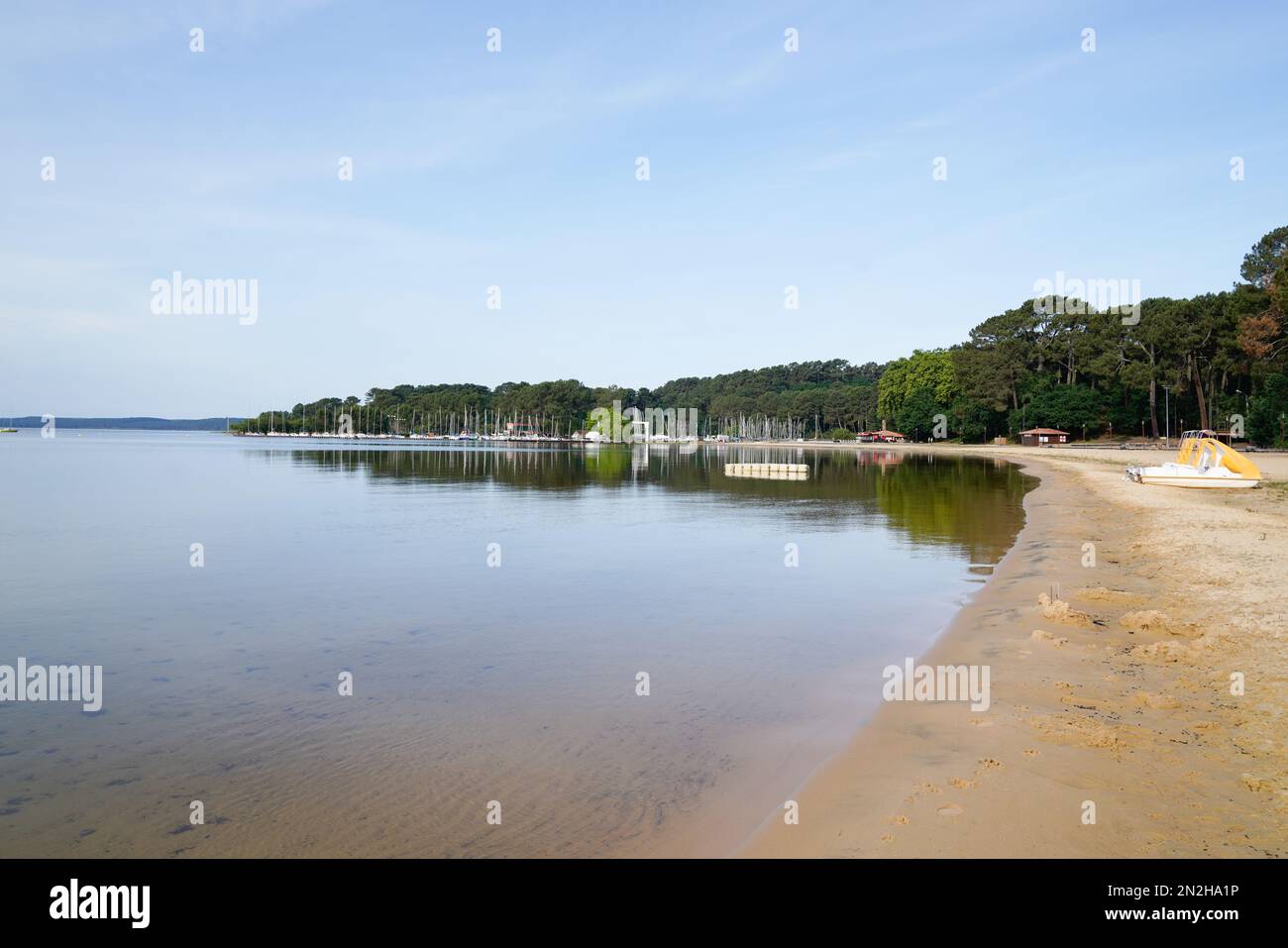 cazaux sand wild beach calm water in gironde france Stock Photo
