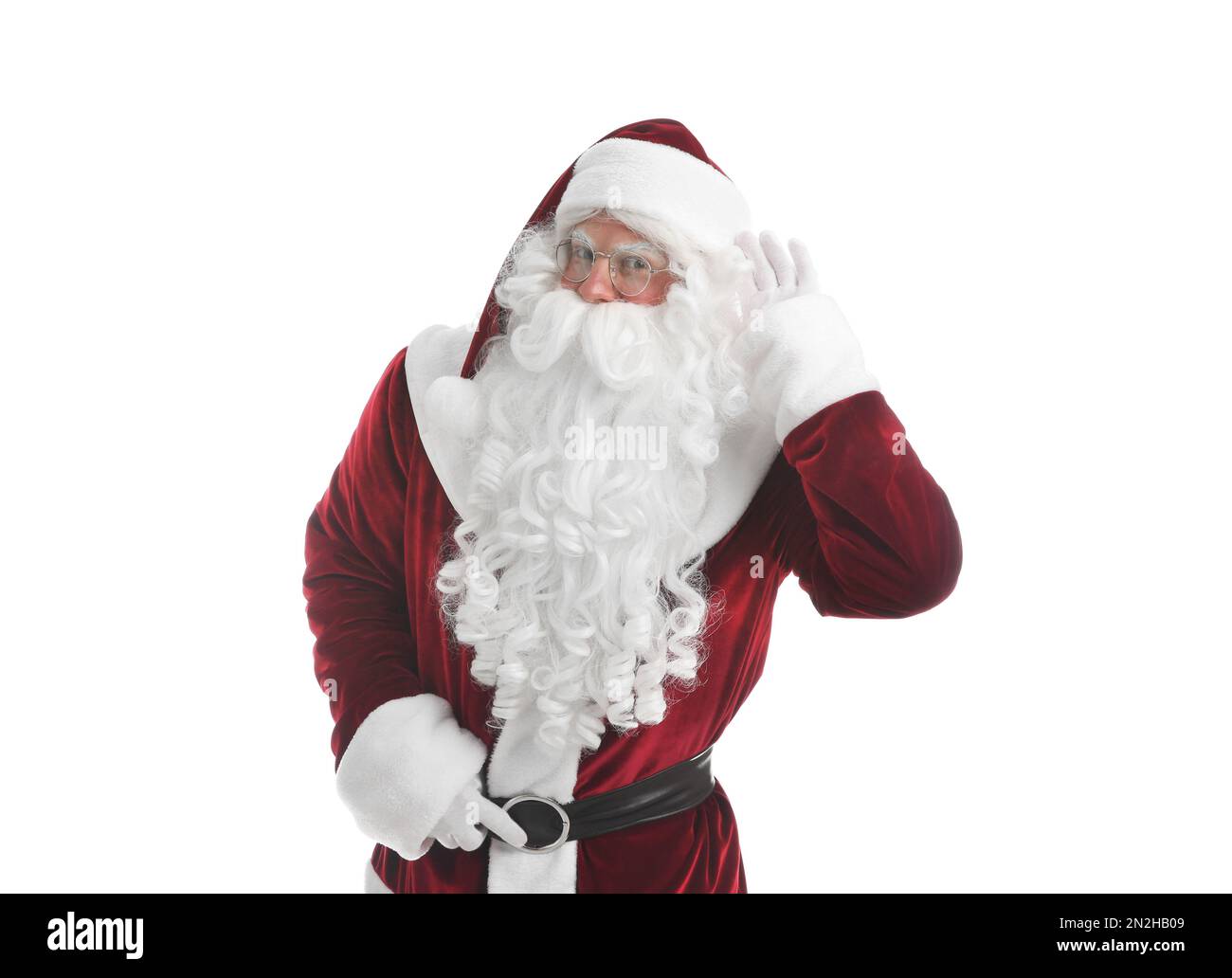 Portrait of Santa Claus on white background Stock Photo - Alamy