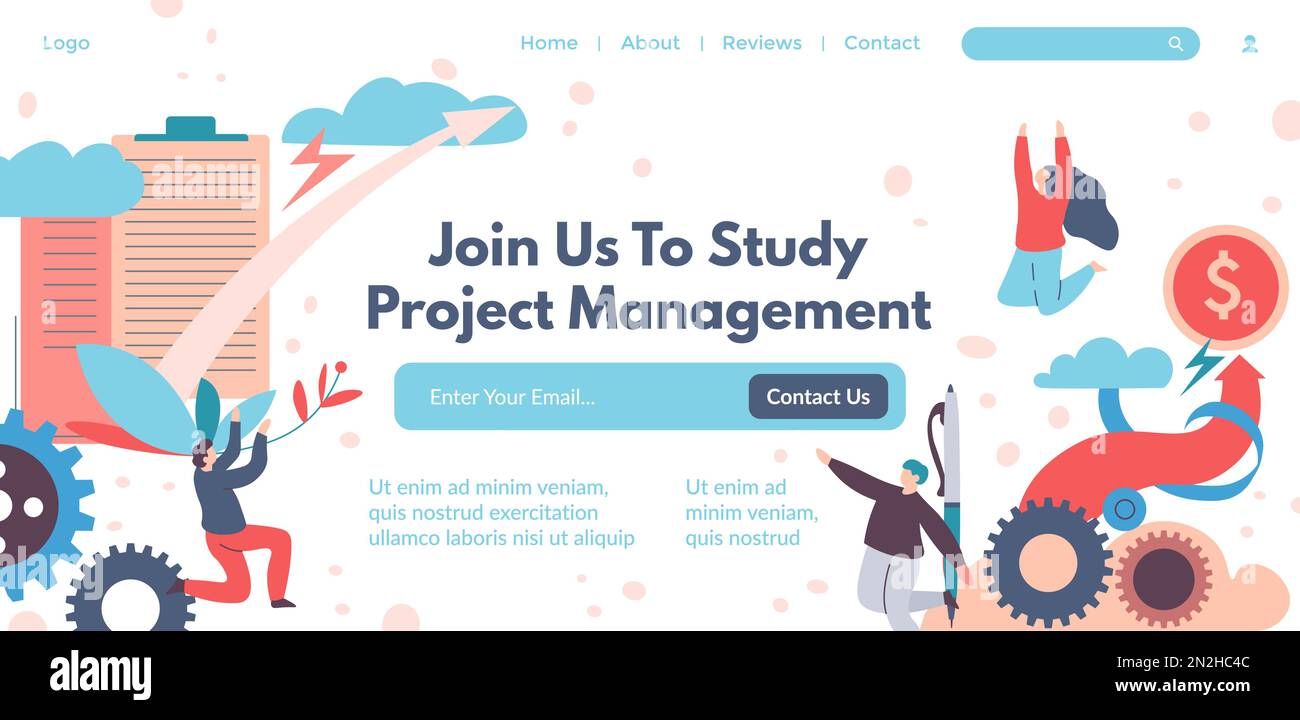 Join us to study project management, contact us Stock Vector