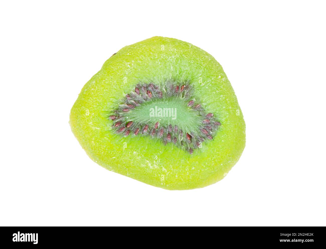 Closeup of dried and sweeten sliced kiwi isolated on white Stock Photo
