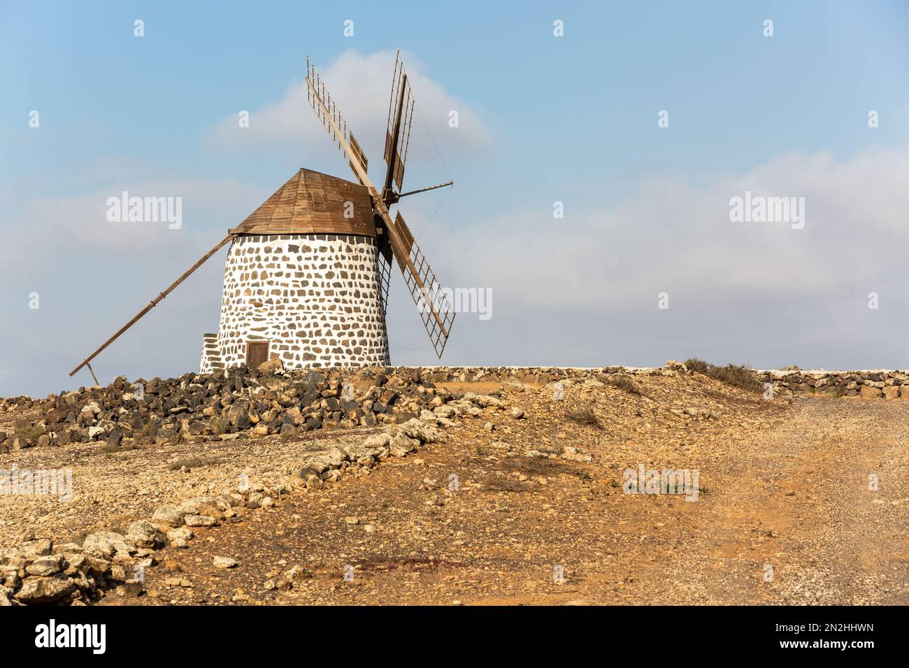 Old windmill near Villaverde, Fuerteventura Stock Photo