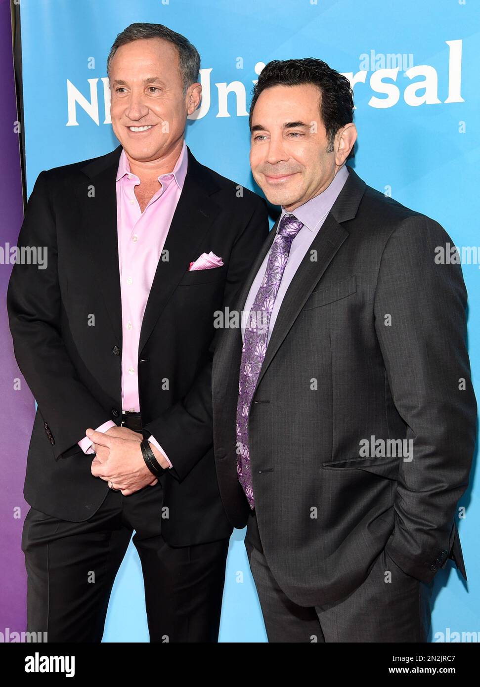 Dr. Terry J. Dubrow, left, and Dr. Paul Nassif arrive at the NBC