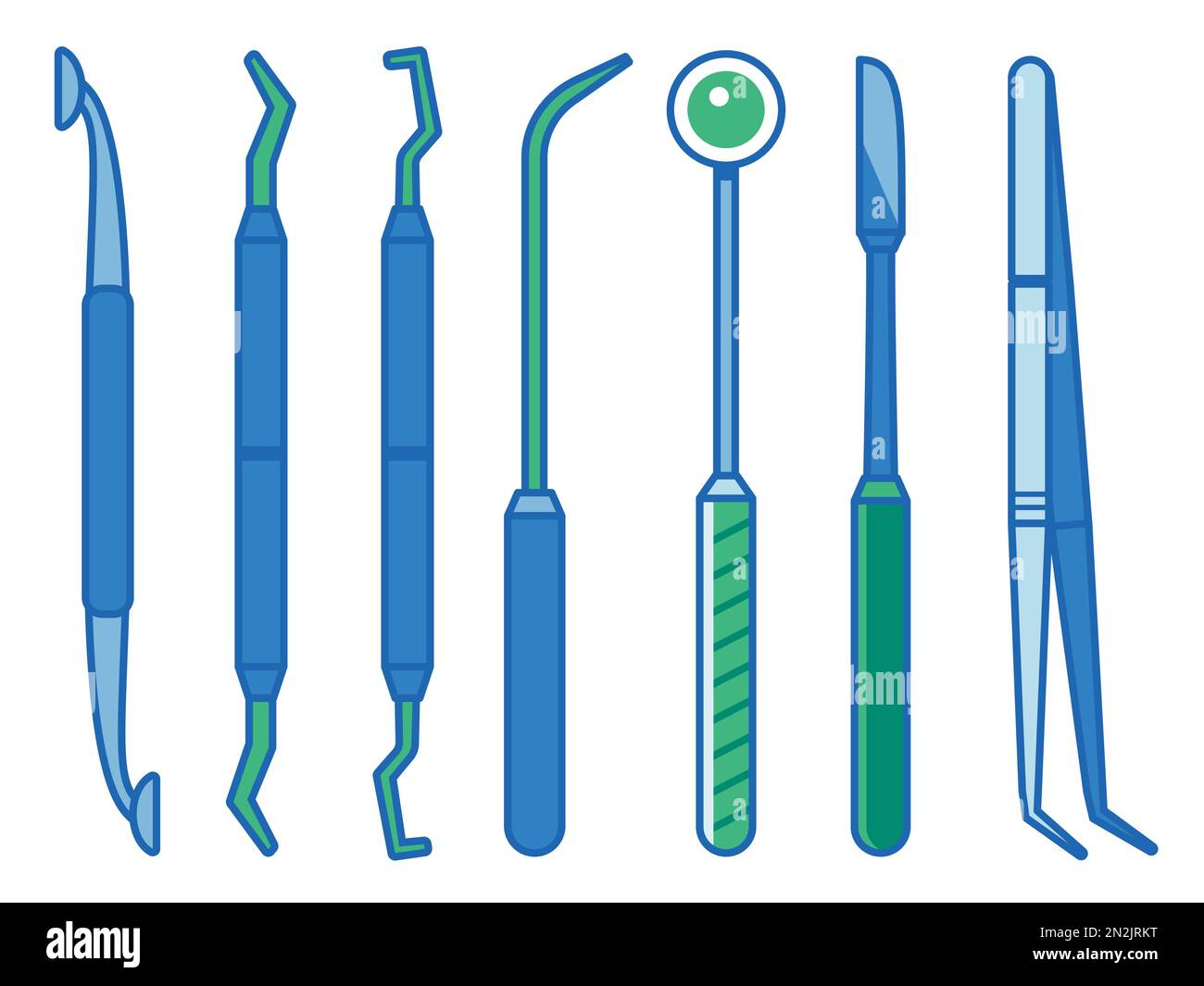 Dentist Instruments Elements in Line Art Design Stock Vector Image
