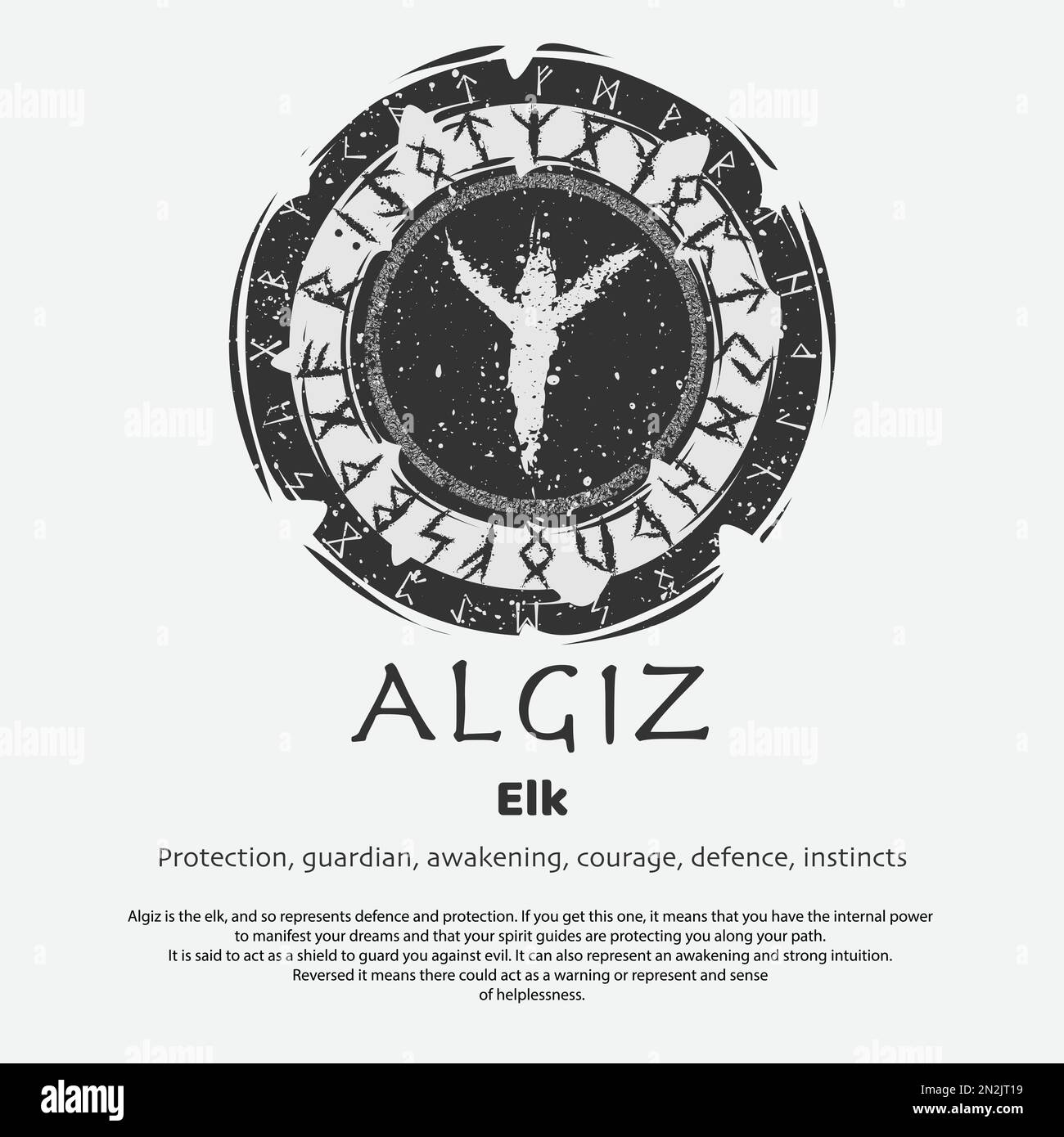 Viking Algiz rune dark circle shield Stock Vector Image & Art - Alamy