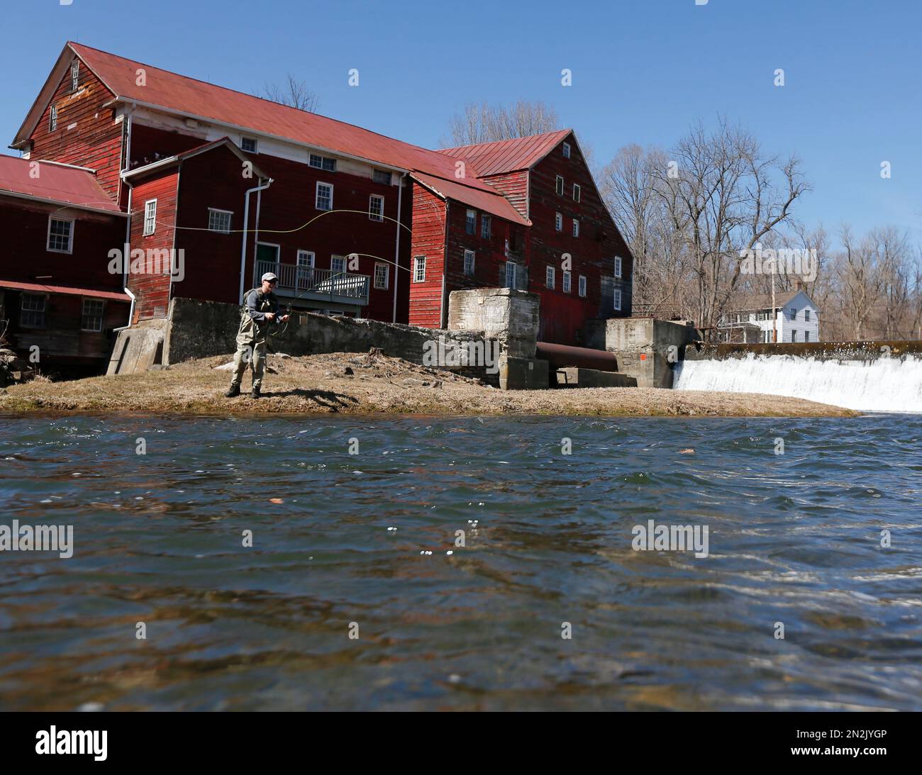 Jacob Morrison of Clermont, N.Y., fly fishes for trout on the opening
