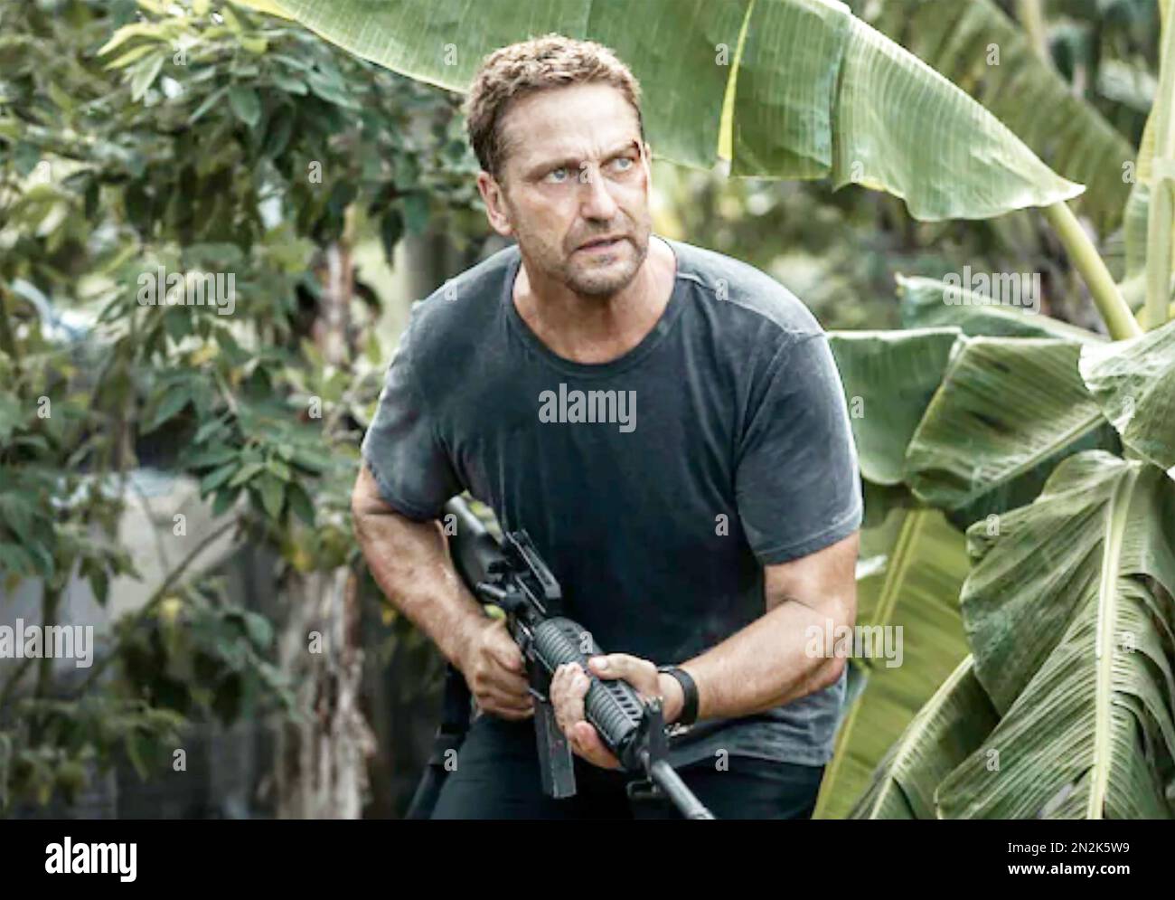 PLANE  2023 Lionsgate film with Gerard Butler Stock Photo