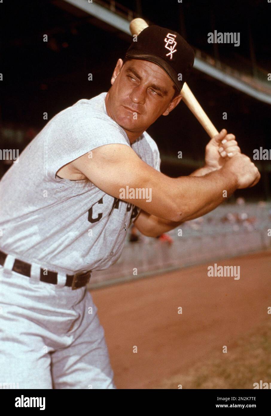 Infielder Ted Kluszewski of the Chicago White Sox, is shown in posed  batting action on Sept. 16, 1959. Location is unknown. (AP Photo Stock  Photo - Alamy