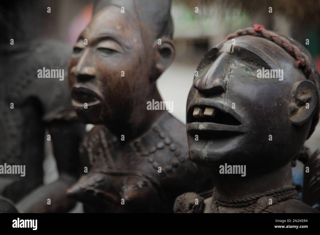 Kinshasa masks at the masks markets in Public Democratic of Congo Stock ...