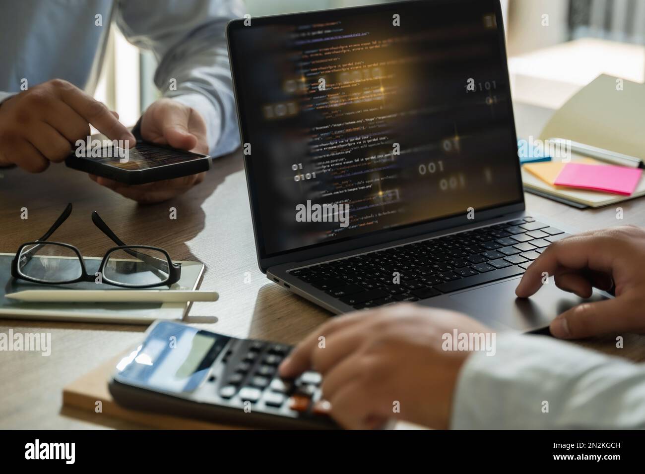 software engineer working on a laptop Website application development Technology concepts Stock Photo