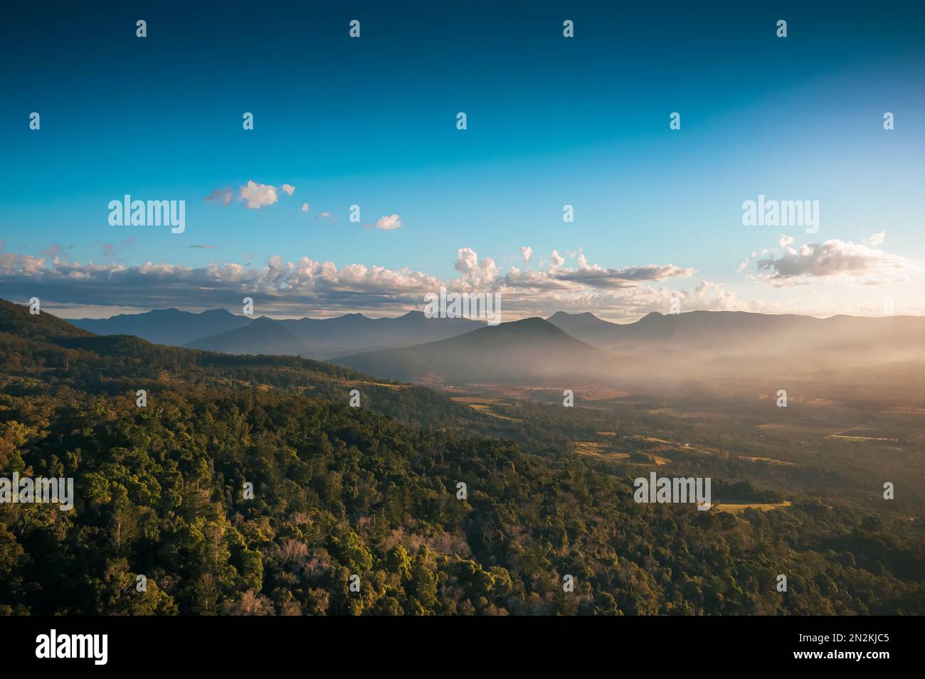 Drone aerial view of Mount French in the Scenic Rim, Queensland