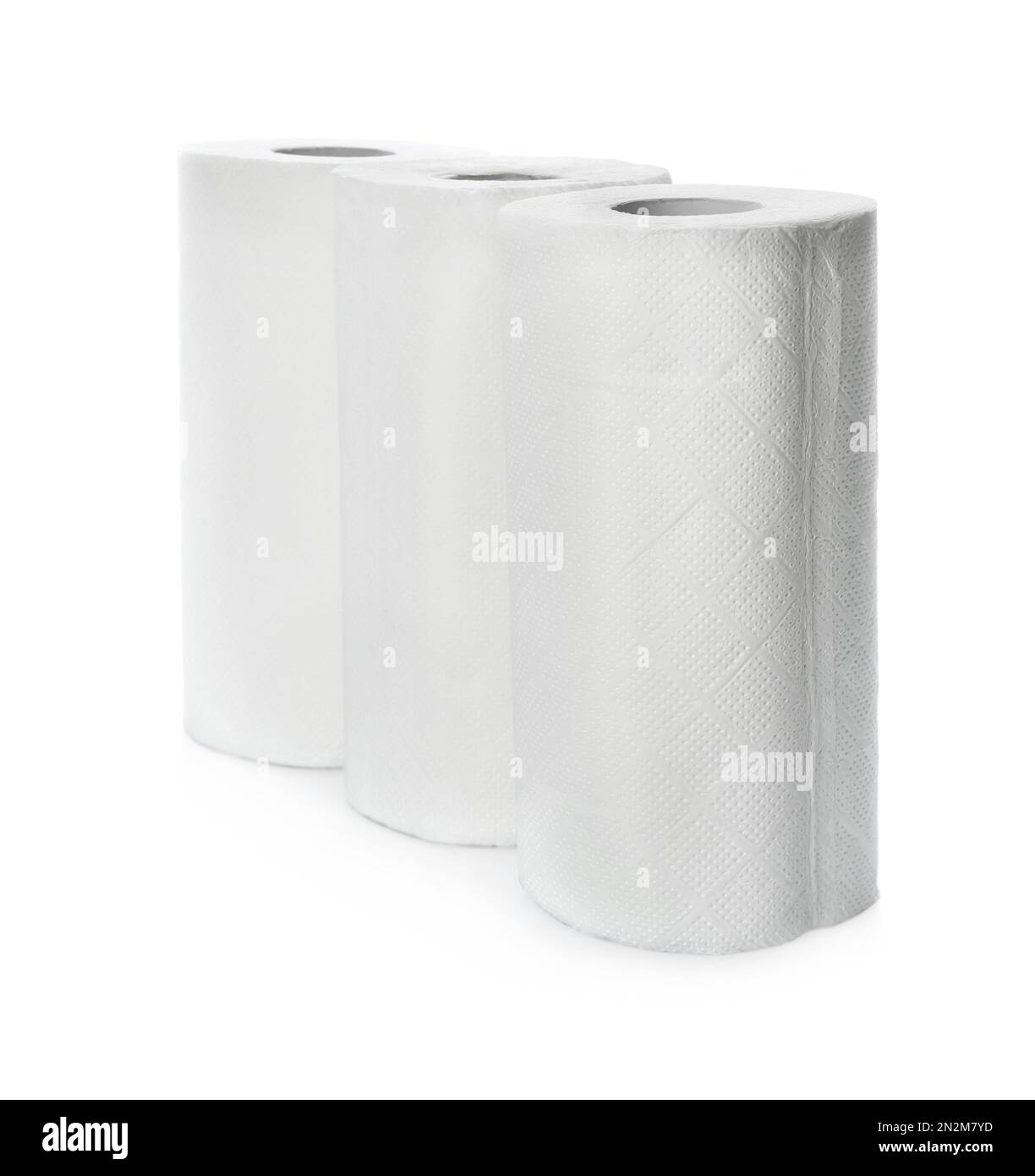 Rolls of paper tissues on white background Stock Photo Alamy