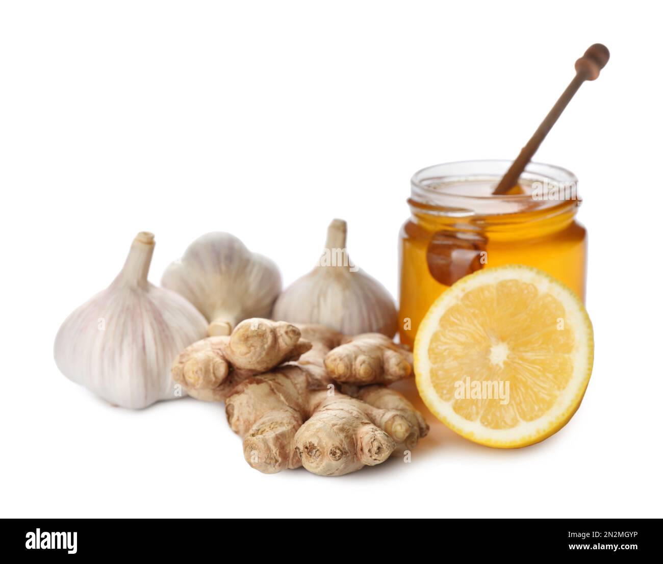 Composition with different natural antibiotics on white background Stock Photo