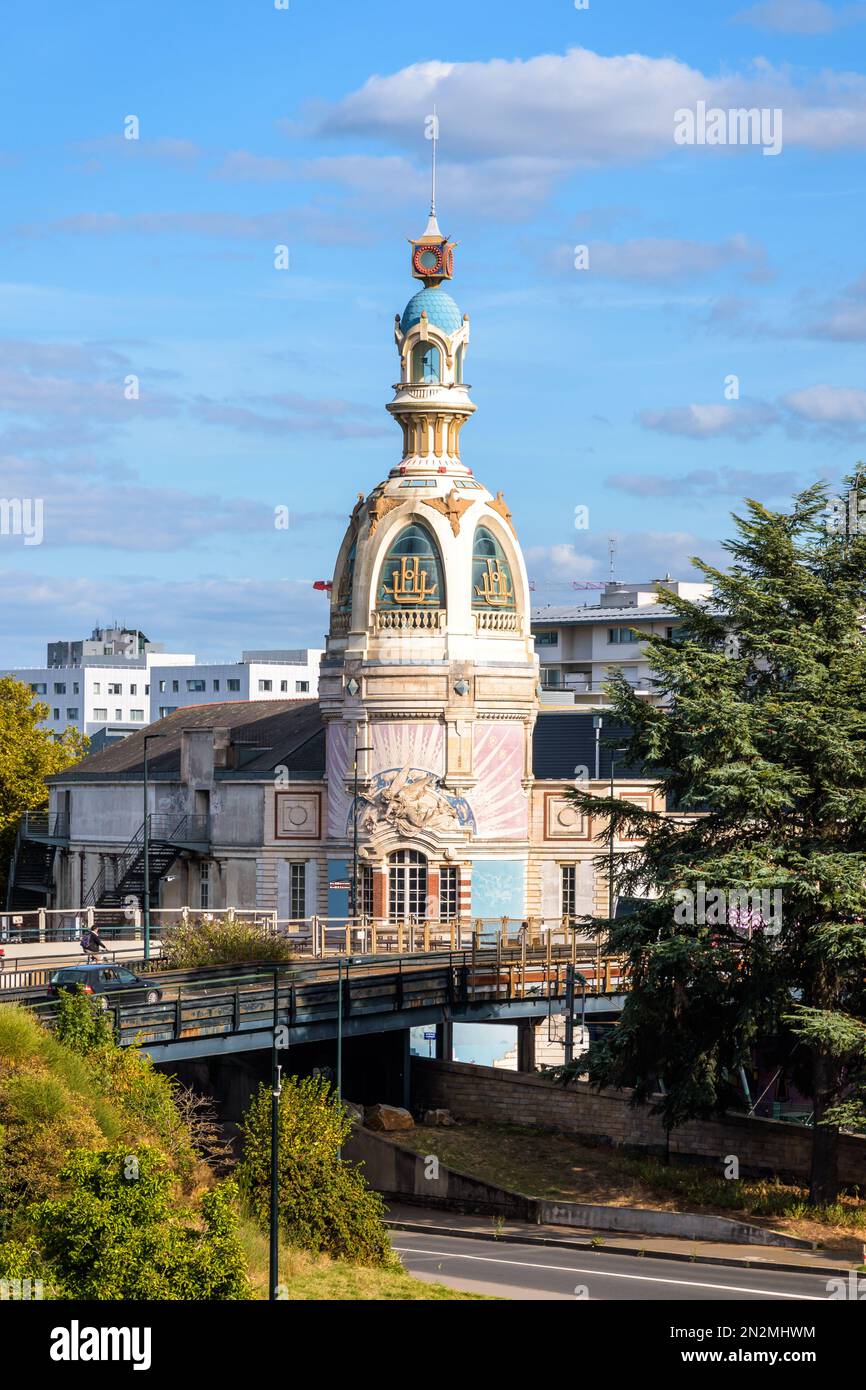 General view of the tower of the former LU biscuit factory in Nantes, France, wich today houses the Lieu Unique, a center for contemporary culture. Stock Photo