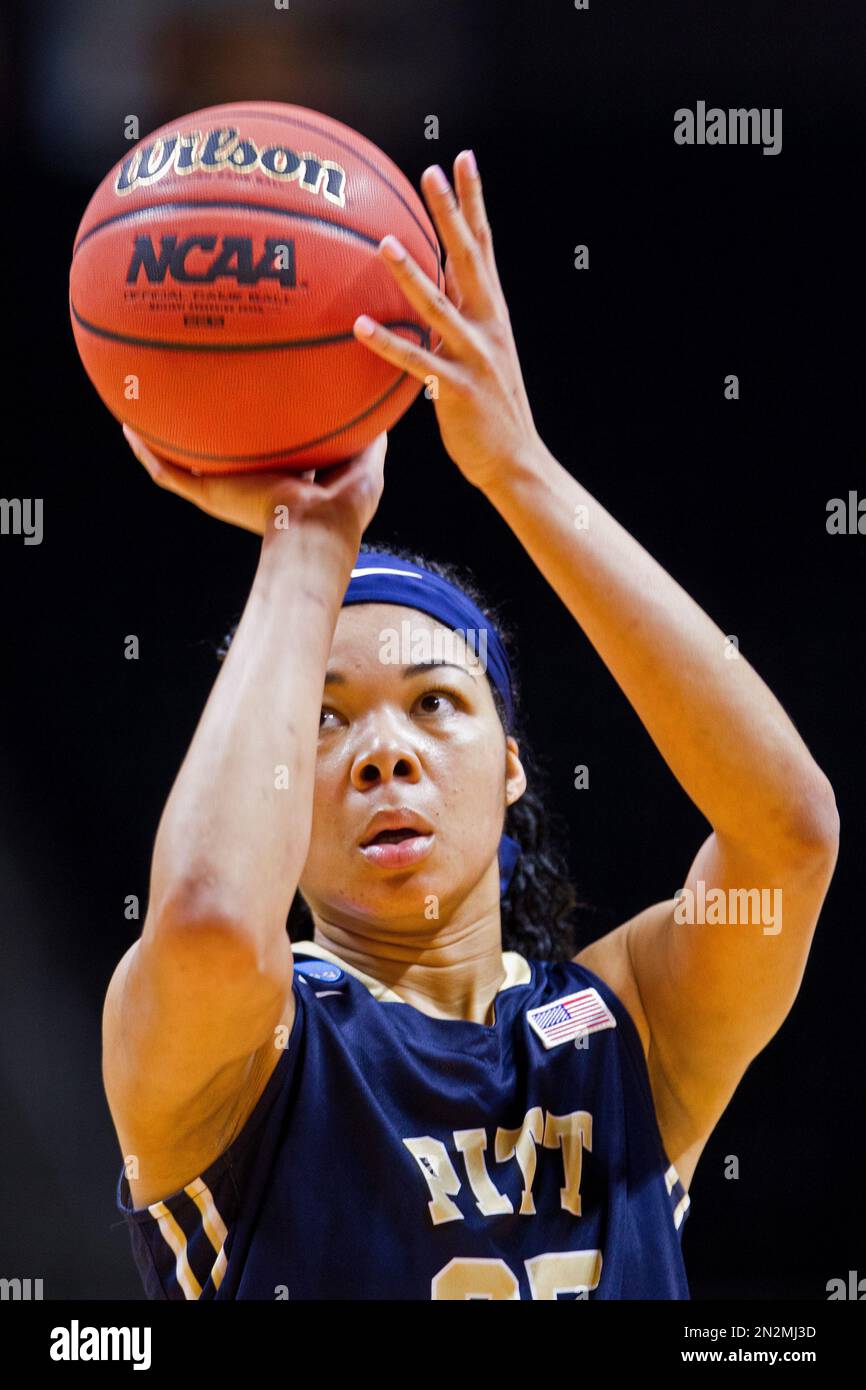 Pittsburgh forward Stasha Carey (35) shoots a free throw in the first