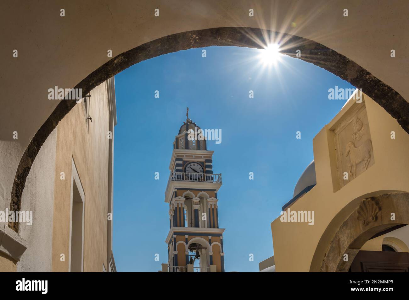 Bell tower with clock of Catholic Cathedral Church of Saint John the ...