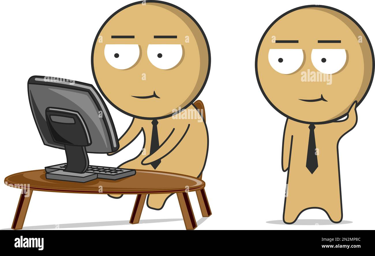 Office workers in the office at the computer Stock Vector
