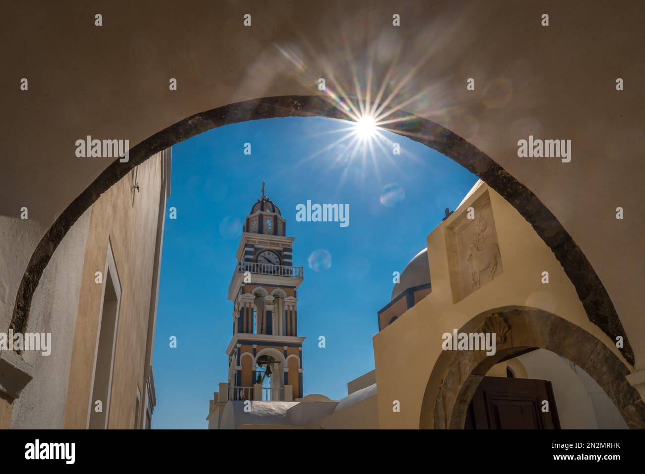 Bell tower with clock of Catholic Cathedral Church of Saint John the ...