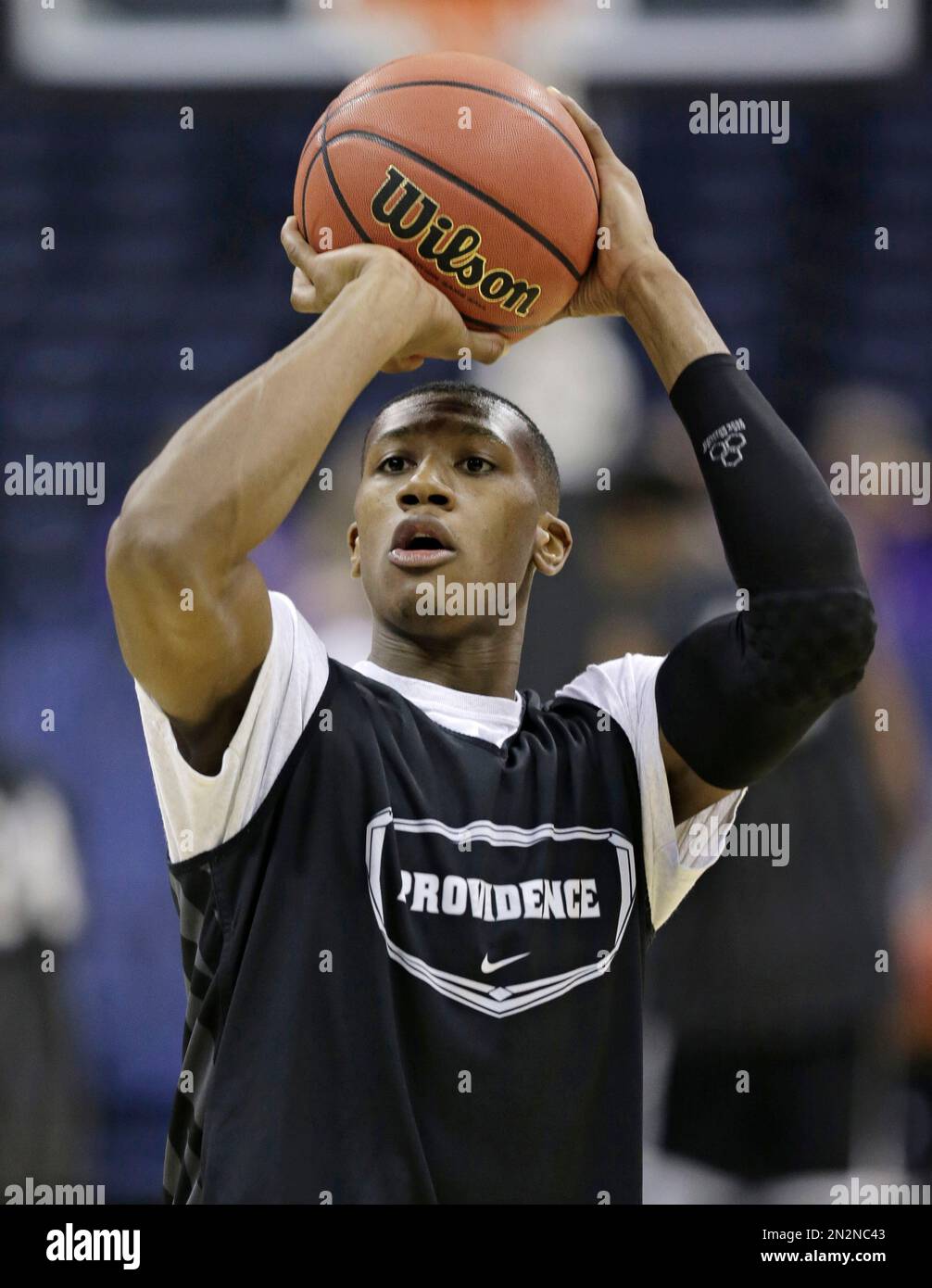 Providence's Kris Dunn shoots during practice at the NCAA college