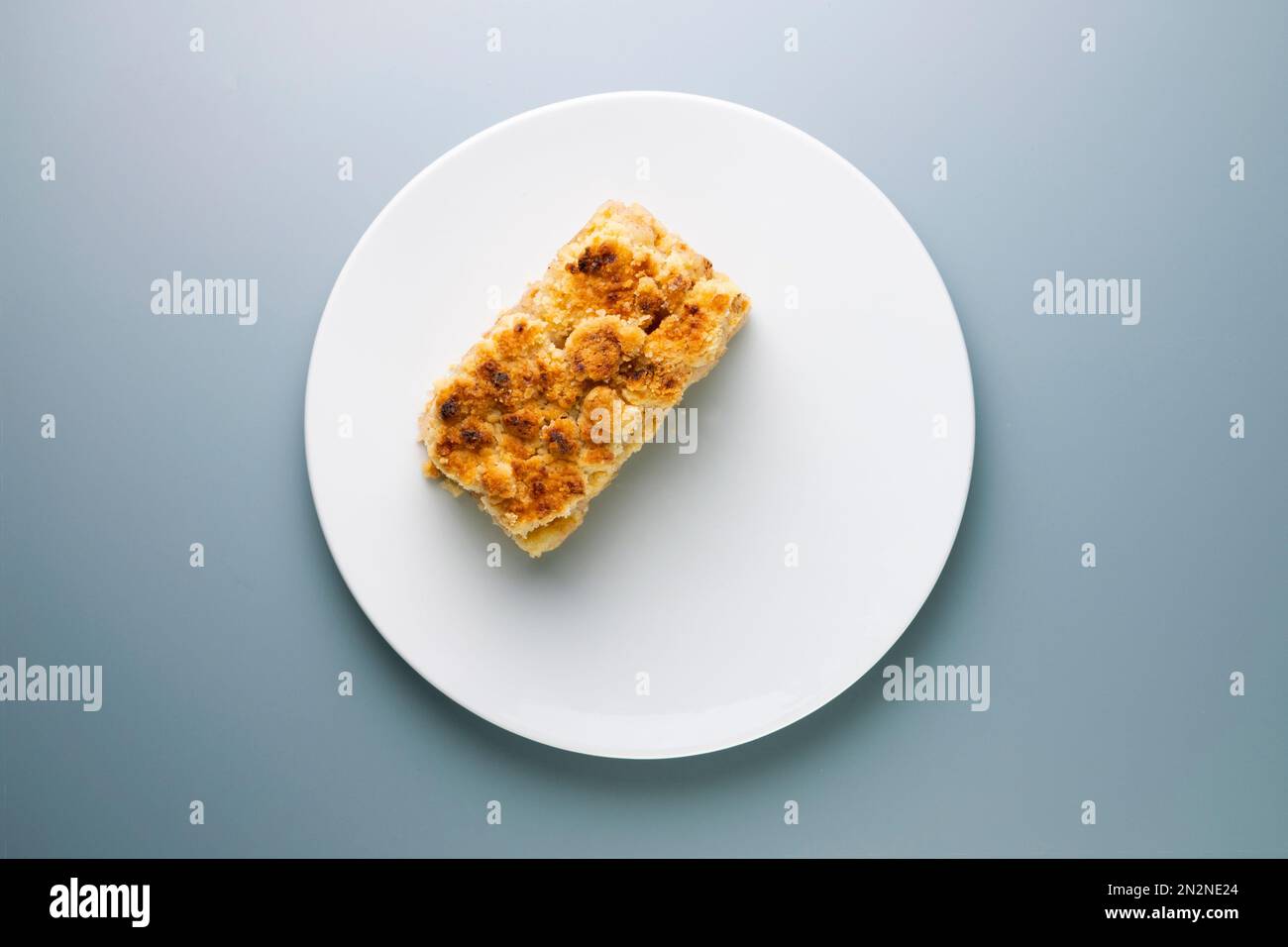 Apple crumble.The crumble is a cake with fruits. It is made with various fruits that are covered