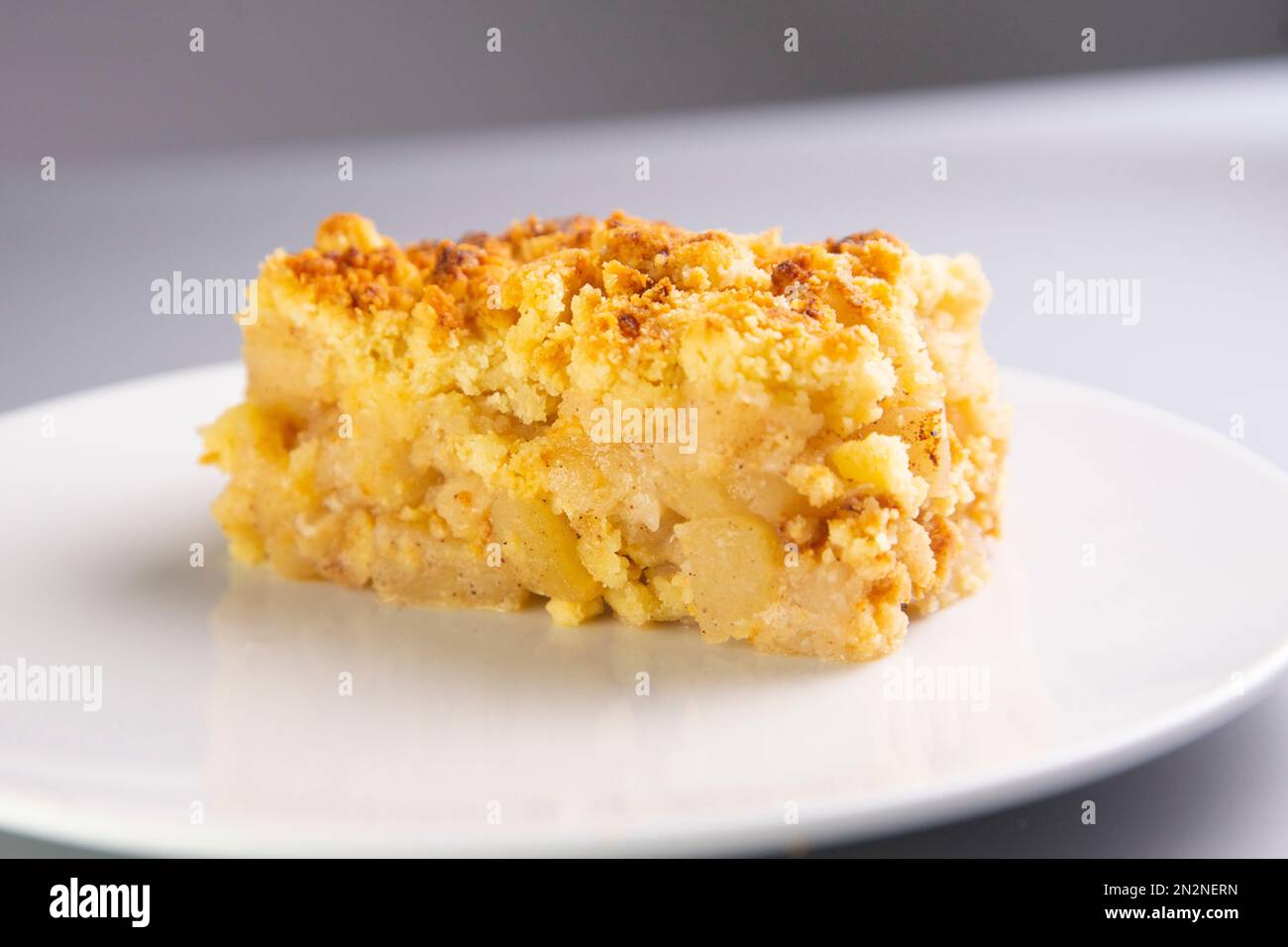 Apple crumble.The crumble is a cake with fruits. It is made with various fruits that are covered