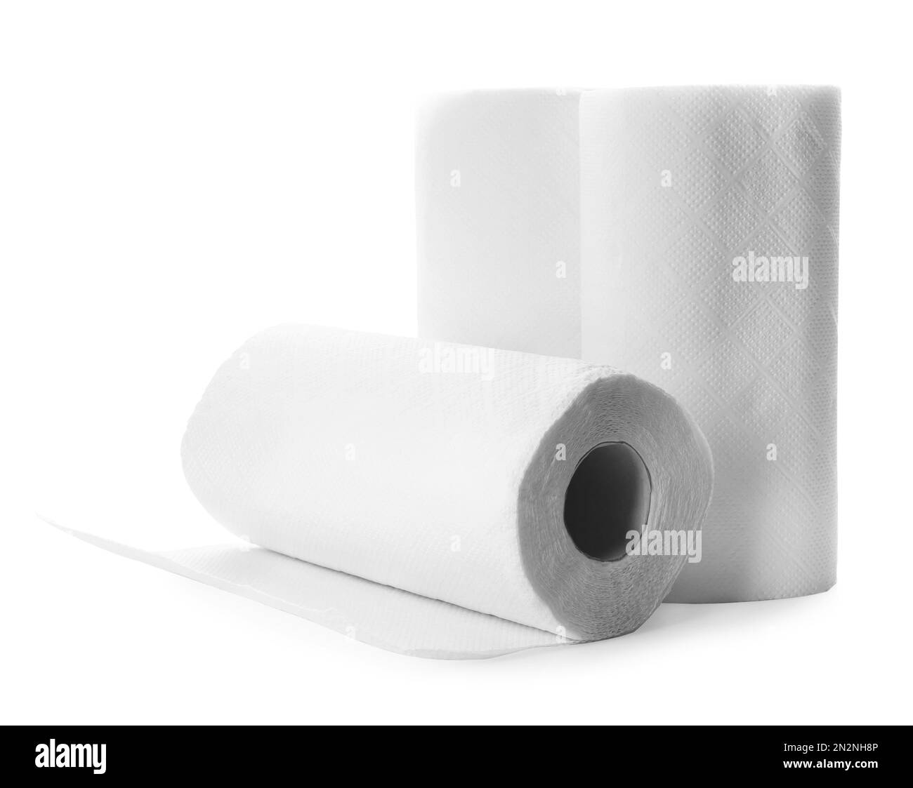 Rolls of paper tissues on white background Stock Photo Alamy