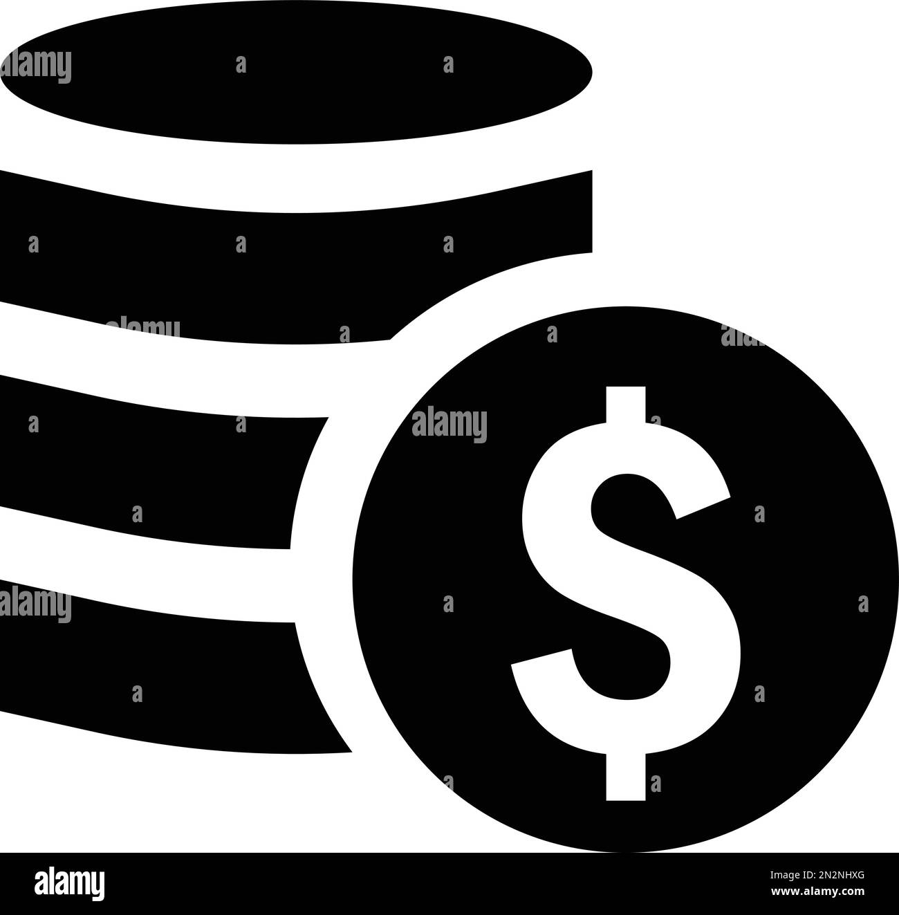 Simple Dollar coin stack in black. Finance and business icon. Money sign Stock Vector