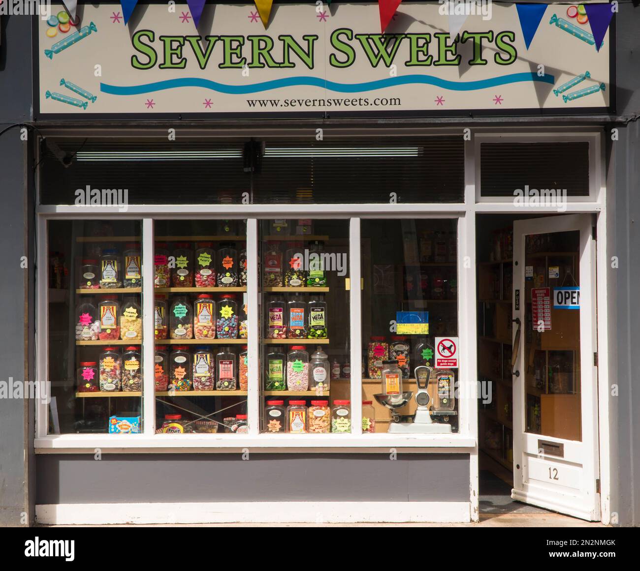 Old fashioned sweet shop with sweet jars in the window, Upton Upon