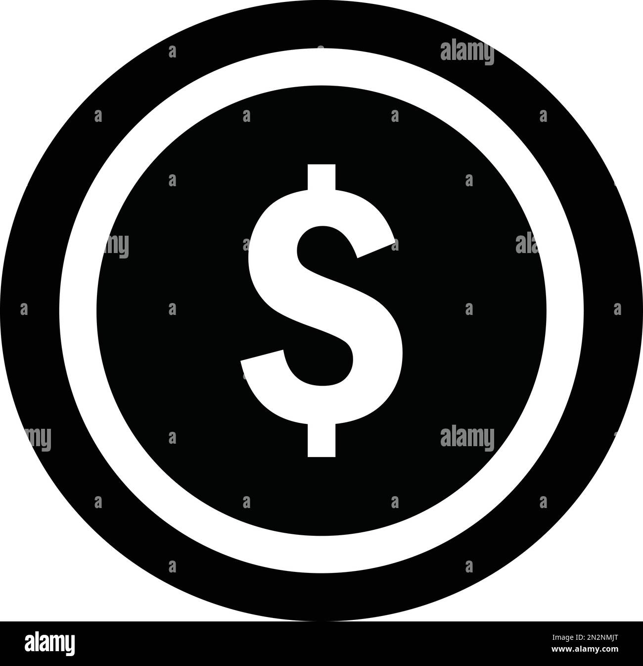 Simple Dollar coin in black. Finance and business icon. Money sign Stock Vector