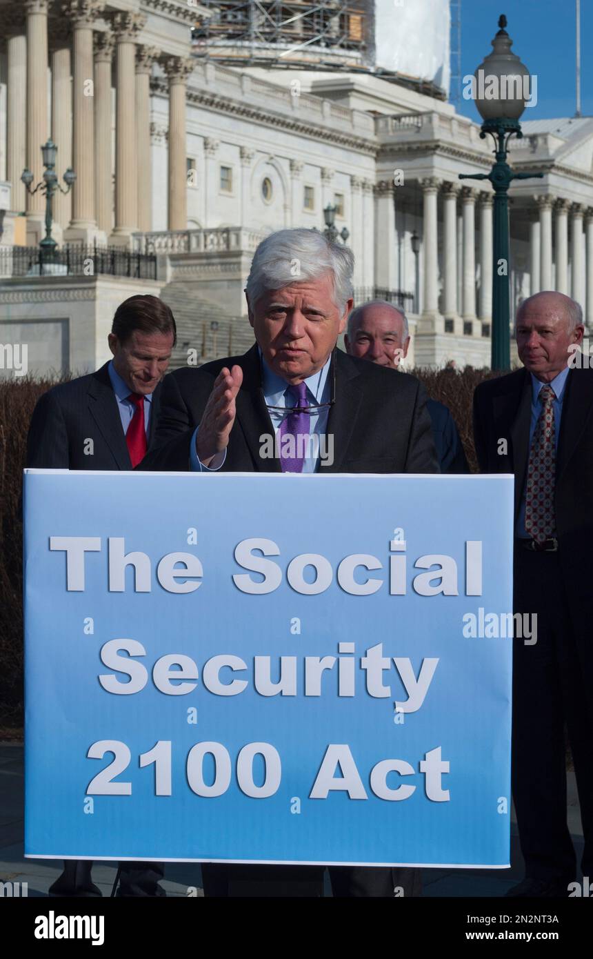 Rep. John Larson, DConn. speaks during a news conference on Capitol Hill in Washington