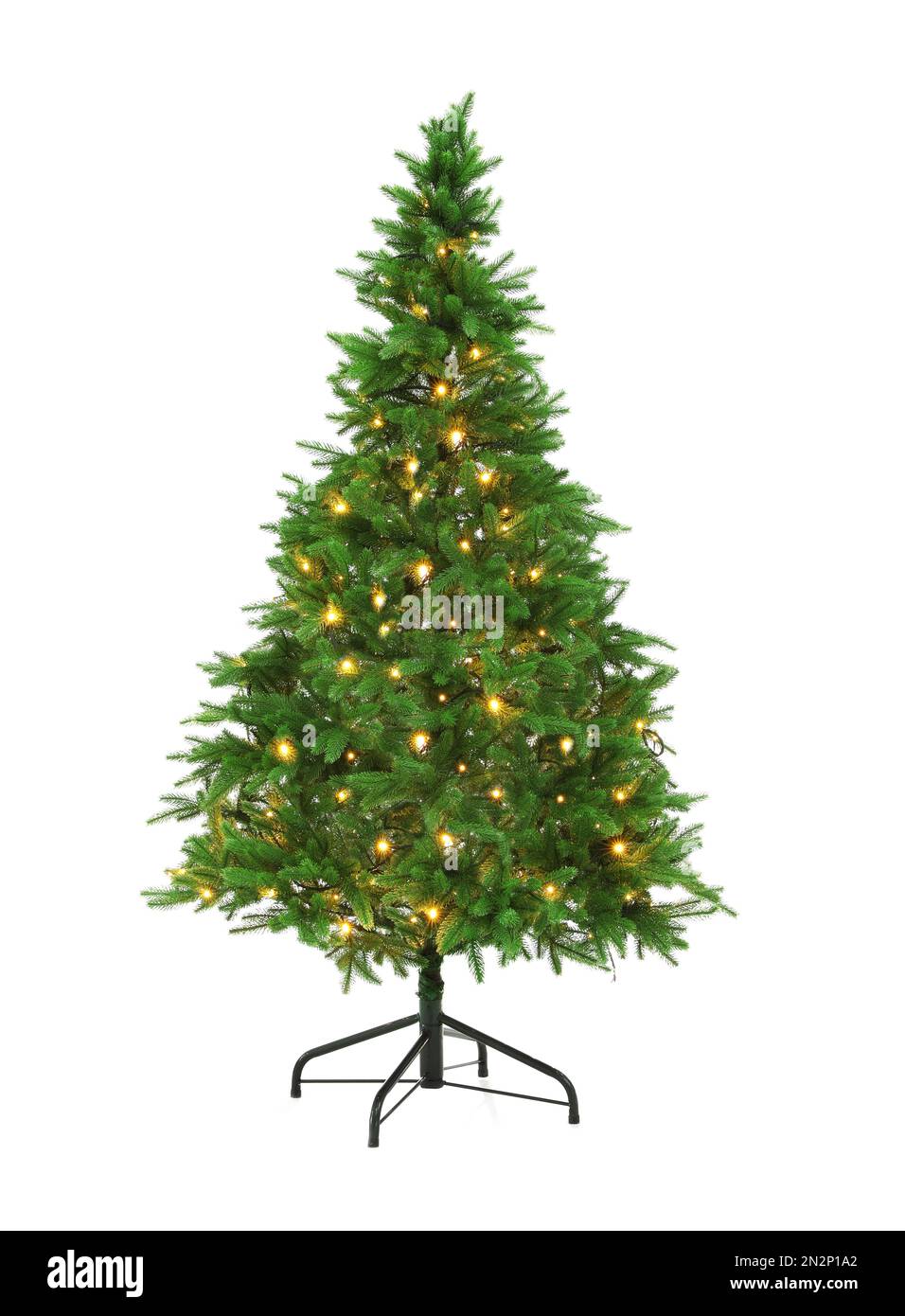 Beautiful decorated Christmas tree isolated on white Stock Photo - Alamy