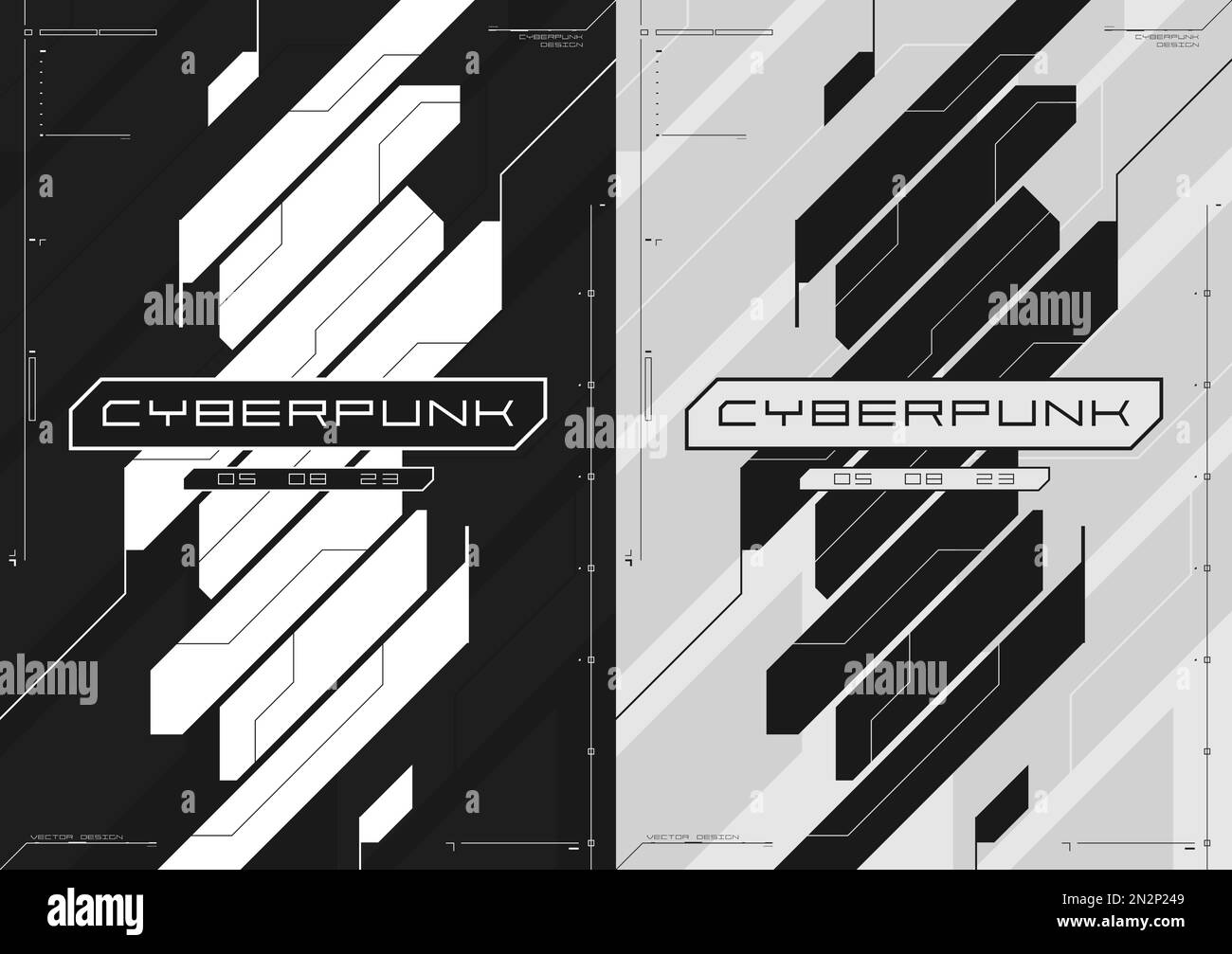 Cyberpunk futuristic poster set. Modern cyberpunk design for web and