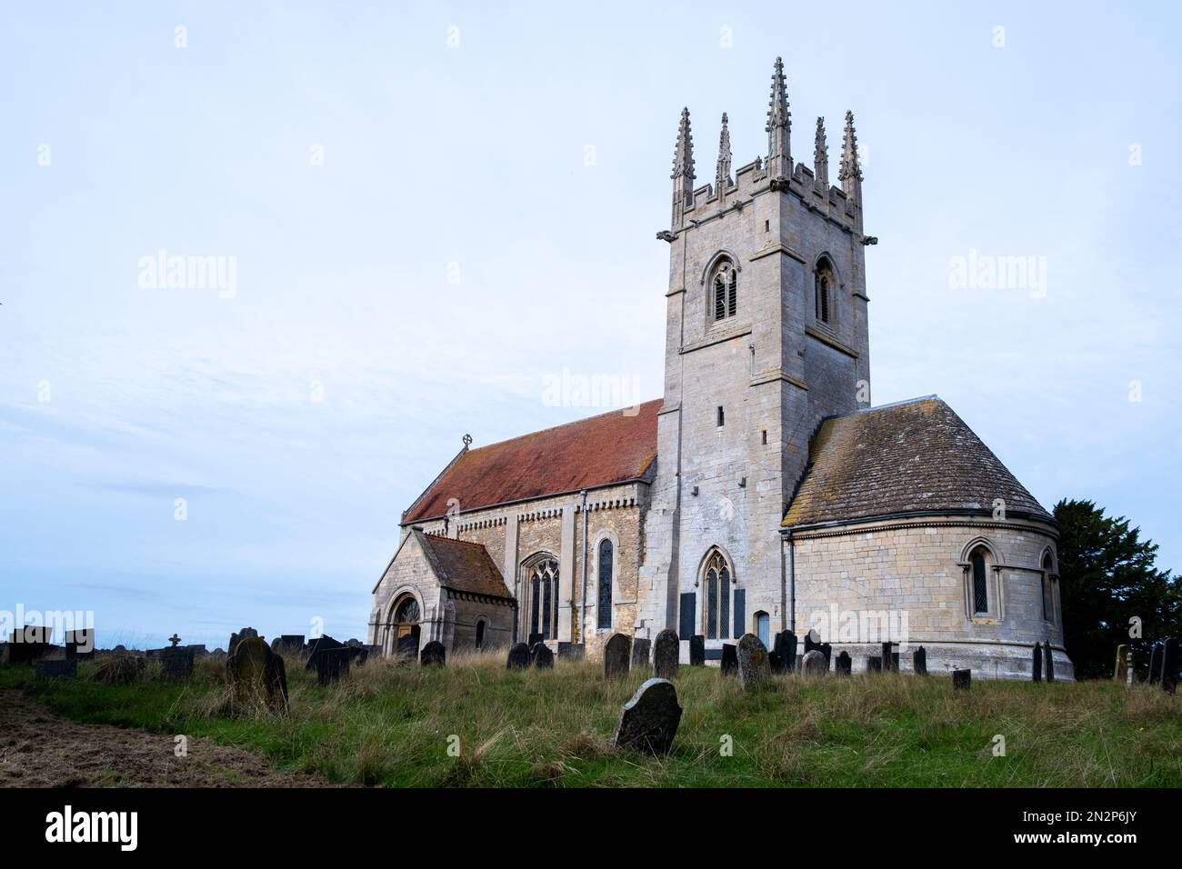 St Andrews Church, Sempringham, Lincolnshire. Medieval church & site of a former priory. Burial place of St. Gilbert founder of the Gilbertine Order Stock Photo