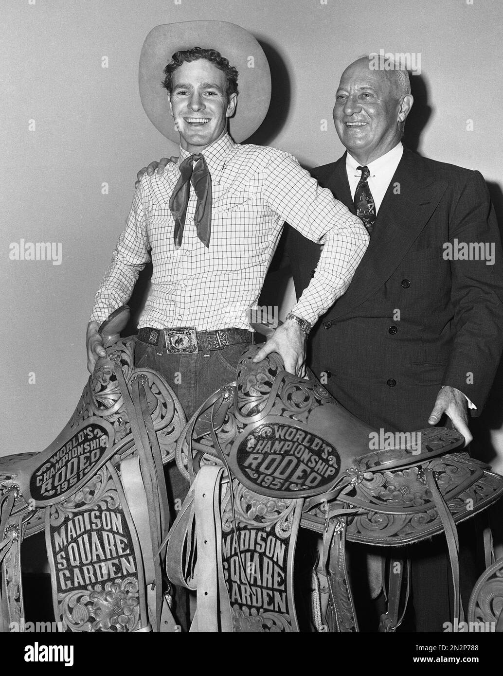 FILE - In this Oct. 21, 1951 file photo, rodeo legend Casey Tibbs, of ...