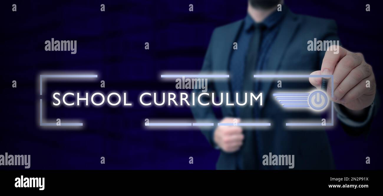 Sign displaying School Curriculum. Concept meaning designed to provide ...