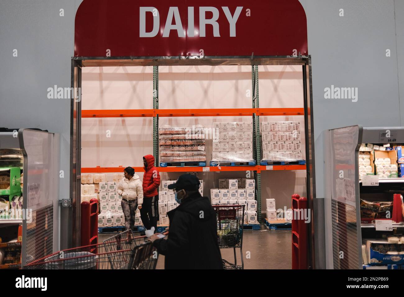 Customers seen shopping at Costco. Egg shortages have left many Costco