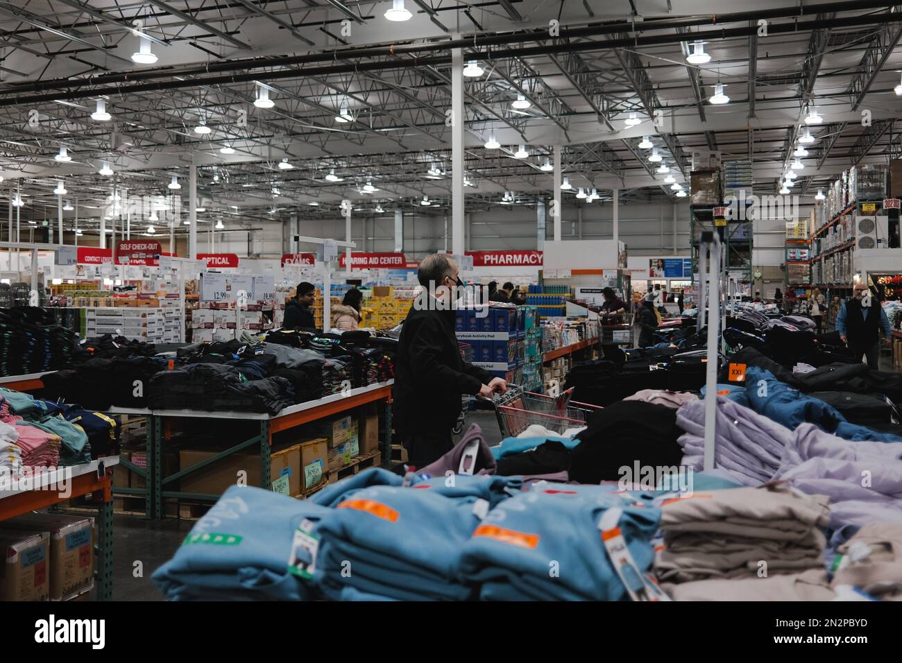 Customers seen shopping at Costco. Egg shortages have left many Costco