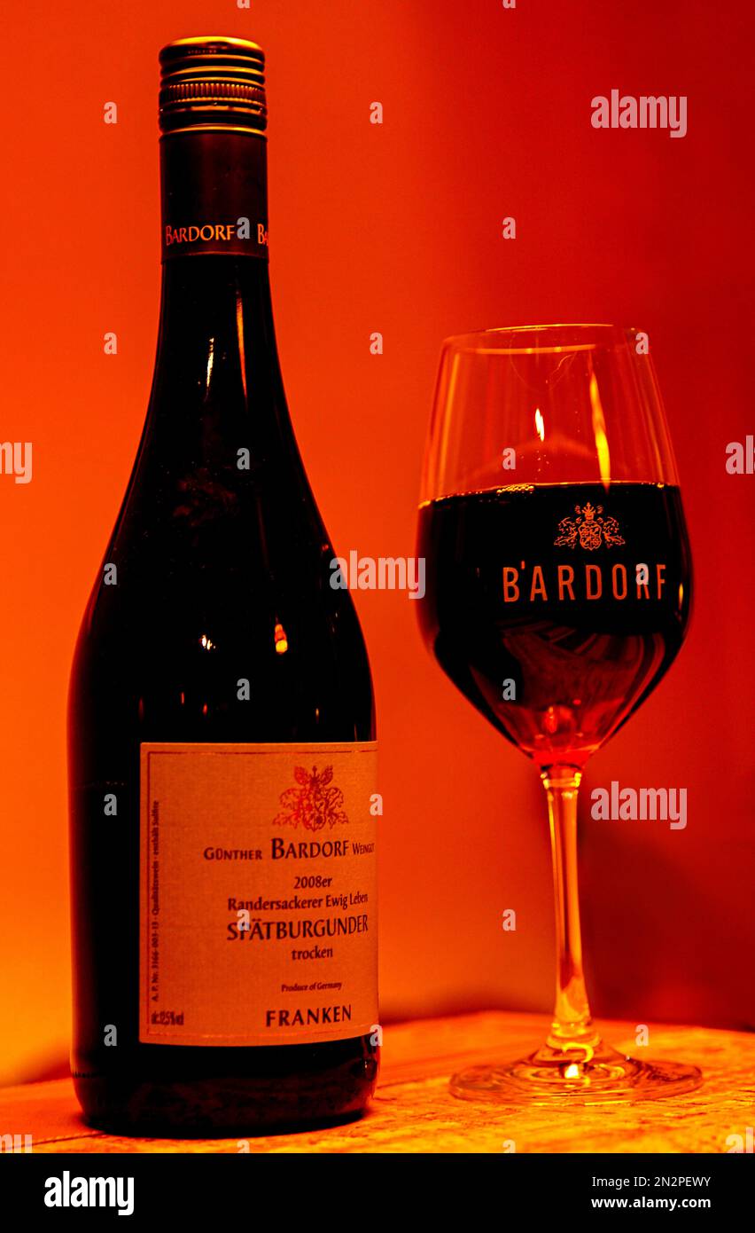Rotwein des Weingutes Bardorf in Randersacker Stock Photo