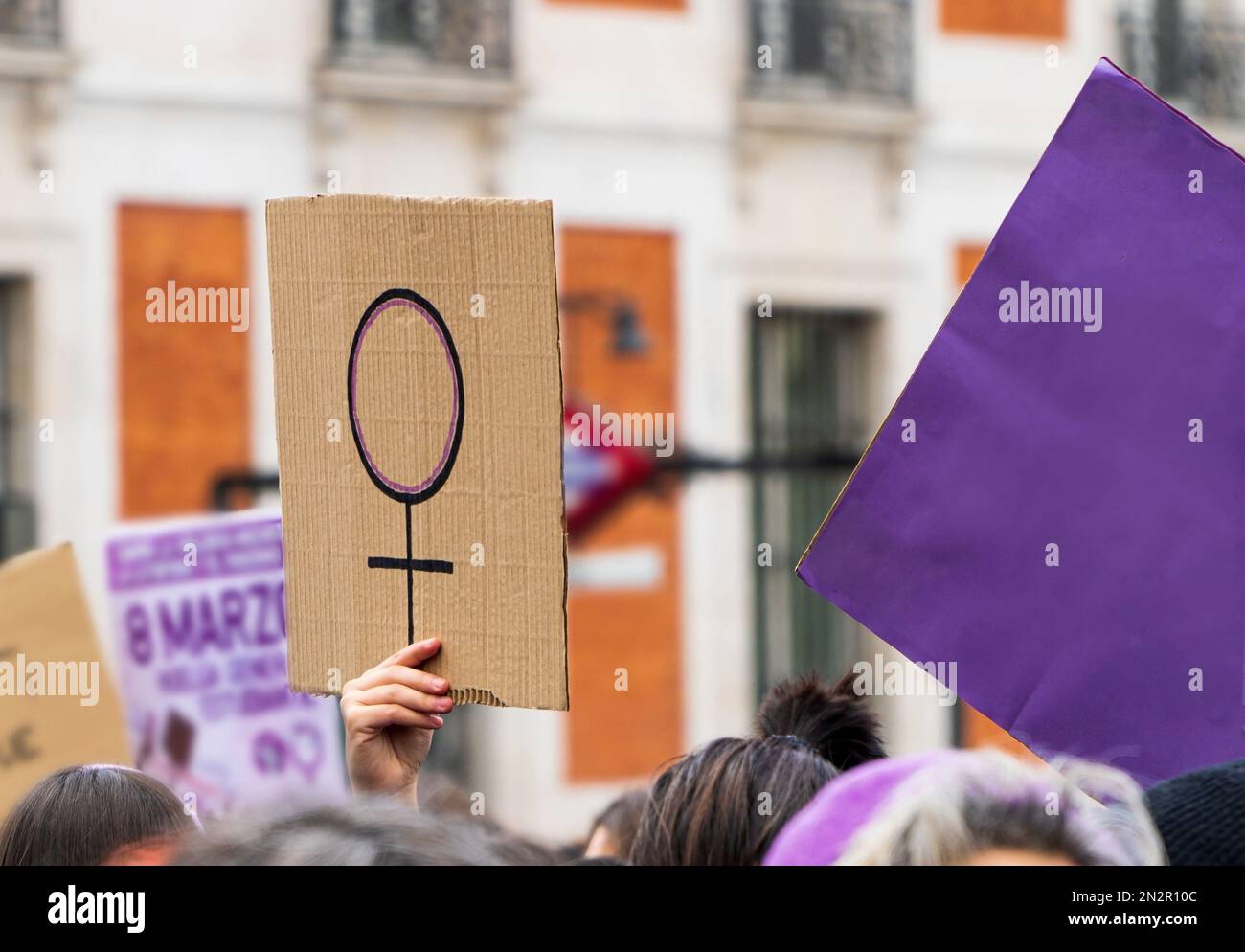 Feminism protest purple hi-res stock photography and images