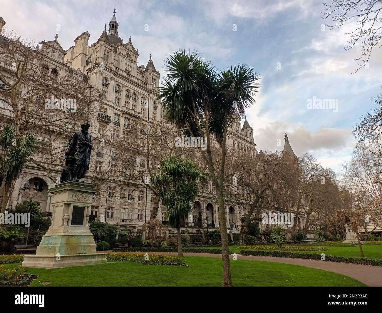 The picturesque Whitehall Gardens near the River Thames in London, UK Stock Photo